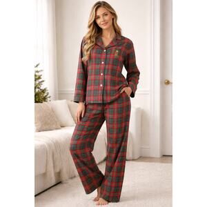Lauren Ralph Lauren Estate‎ Plaid Pajama Set Norwich Red Size Large